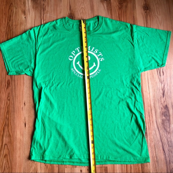 JERZEES Tee Shirt OPTIMISTS SPECIAL PEOPLE Green Large Men’s UNISEX - Picture 7 of 15